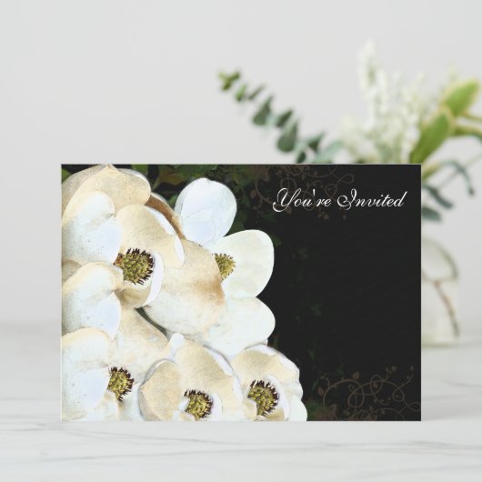 Magnolia Wedding Invitations on Ice Kaart (Staand voorkant)
