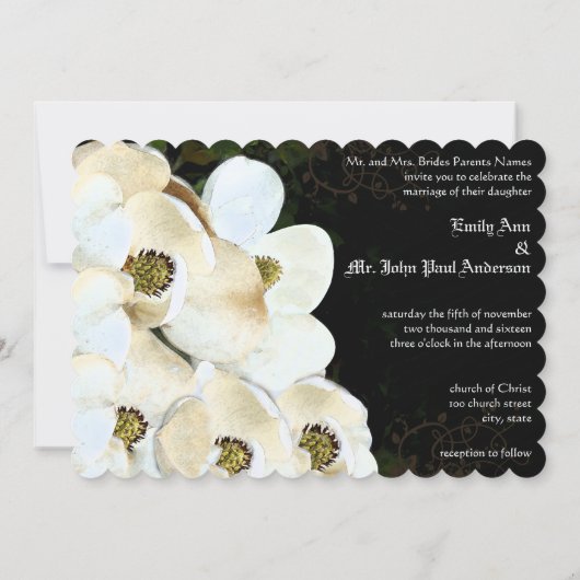 Magnolia Wedding Invitations sur la glace (Dos)