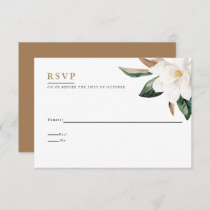 Magnolia Wedding Reply Card   wit Kaart