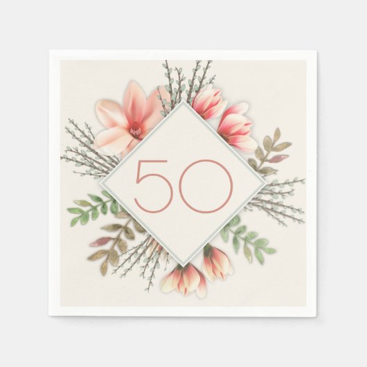 Magnolia Willows Verjaardagsfeestje Leeftijd Serve Servet (Voorkant)