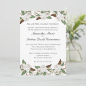 Magnolias blancs Invitation de mariage classique é (Debout devant)