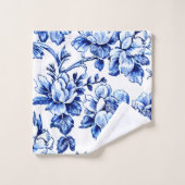 Magnolias bleu et blanc Toile de Jouy (Gant de toilette)