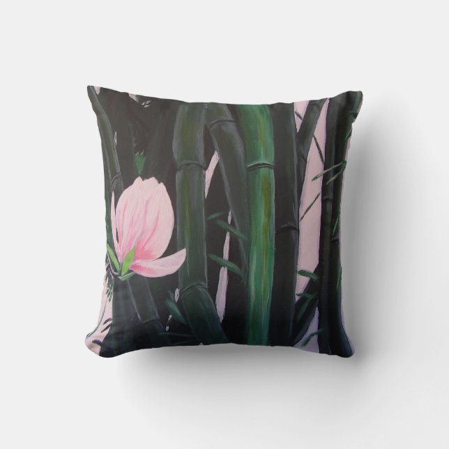 Magnolias en bambou - coussin (Recto)