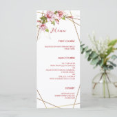 Magnolias Faux Gold Foil Lijst Rustic Wedding Menu (Staand voorkant)