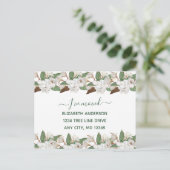 Magnolias Floral Blanc Script Moving Faire-part (Debout devant)