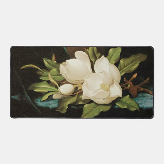 Magnolias géant sur un tissu de velours bleu par M (Recto)