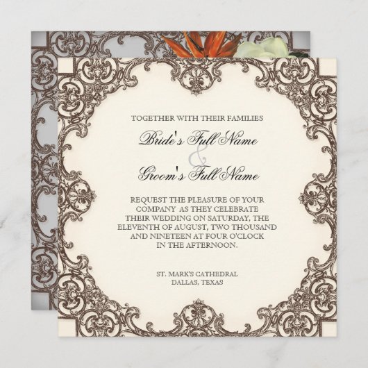 Magnolias n Oiseau du Paradis - Faire-part de mari (Devant / Derrière)