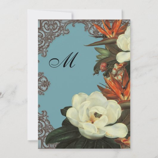 Magnolias n Oiseau du Paradis - Faire-part de mari (Dos)