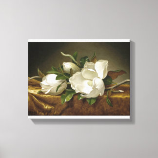 Magnolias op Gold Velvet Cloth door Martin Johnson Canvas Afdruk