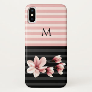 Magnolias, zwart en zwart iPhone x hoesje