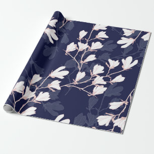 Magnoliumbloem naadloos met witte bloem cadeaupapier