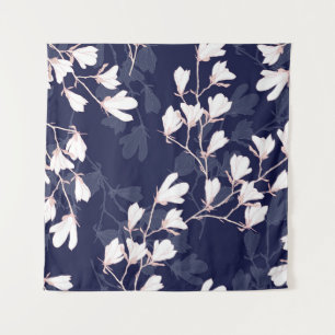 Magnoliumbloem naadloos met witte bloem wandkleed