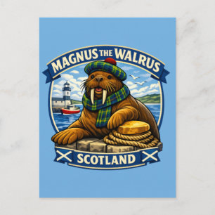 Magnus de Schotse minnende walrus aan de kust van Briefkaart