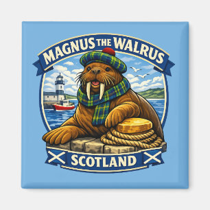 Magnus de Schotse minnende walrus aan de kust van Magneet