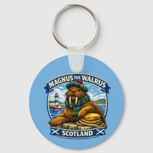 Magnus de Schotse minnende Walrus aan de Zee Schot Sleutelhanger
