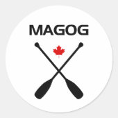 Magog Canada gekruiste peddel riemen esdoornblad Ronde Sticker (Voorkant)