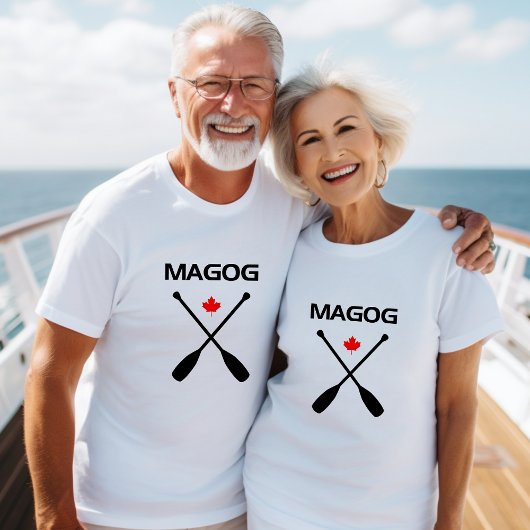 Magog Canada gekruiste peddel riemen esdoornblad T-shirt