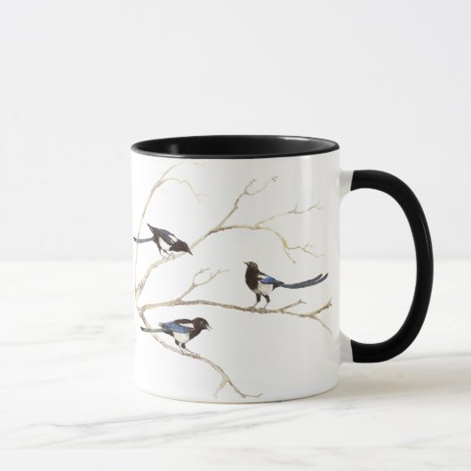 Magpie Bird, Nature, Faune Famille Mug (Droite)