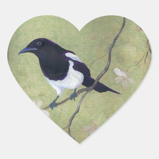 Magpie en Dogwood hart stickers (Voorkant)