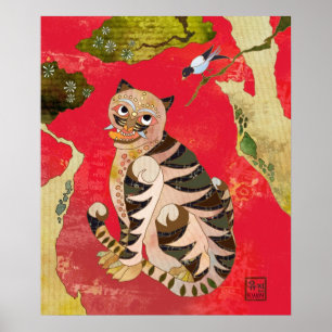 Magpie en tijger: Koreaanse Folk Art Poster