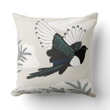 Magpie over zee Pillow