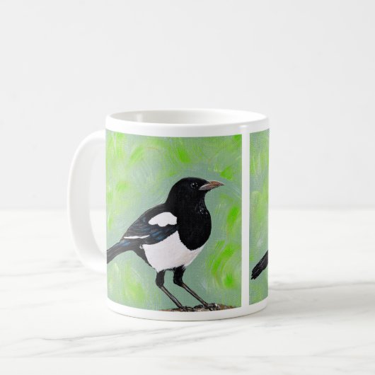 Magpie schilderij koffiemok (Voorkant links)