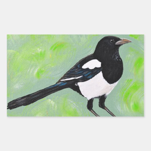 Magpie schilderij rechthoekige sticker (Voorkant)
