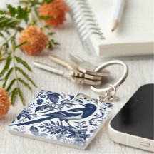 Magpie Toile  Charm Custom Sleutelhanger