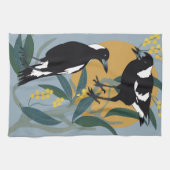 Magpies in de winterzon theedoek (Horizontaal)