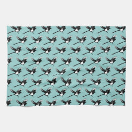 Magpies Tea Towel blue Theedoek