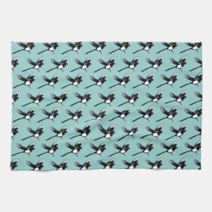 Magpies Tea Towel blue Theedoek
