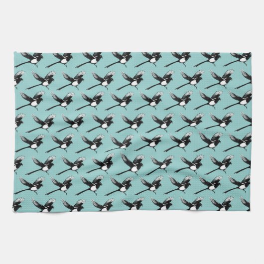 Magpies Tea Towel blue Theedoek (Horizontaal)