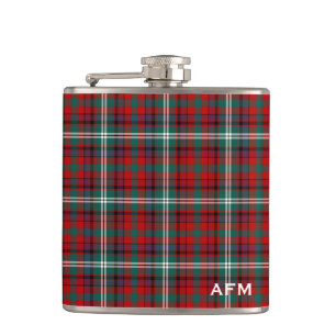 Maguire Tartan Monogram Helder Rood en Groen Plaid Heupfles