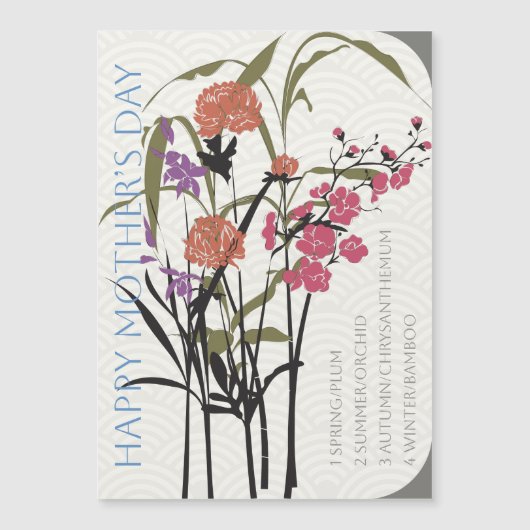 Mah Jong Bloemen Moederdag Flat Magnet (Voorkant)