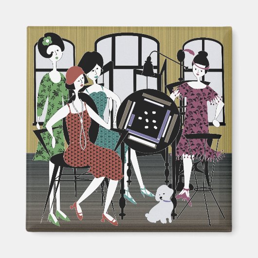 Mah Jong Flappers Hondenmagneet Magneet (Voorkant)