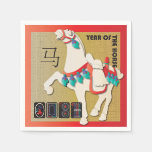 Mah Jong Horse Napkins Servet