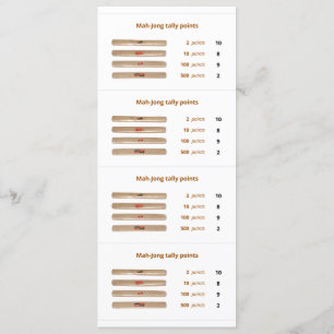 Mah-Jong tally points card - 1 Kaart