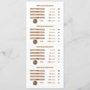 Mah-Jong tally points card - 1 (met munt) Kaart