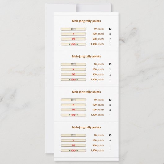 Mah-Jong tally points card - 2 Kaart (Voorkant)