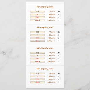 Mah-Jong tally points card - 2 Kaart