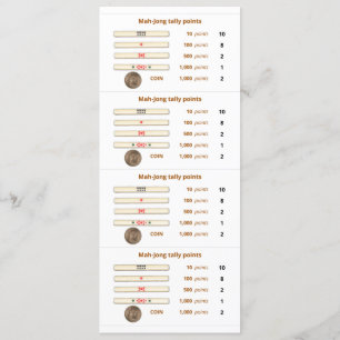 Mah-Jong tally points card - 2 (met munt) Kaart