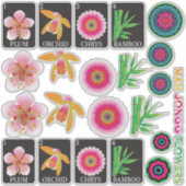 Mah Jongg 4 Bloemen Stickers (Voorkant)