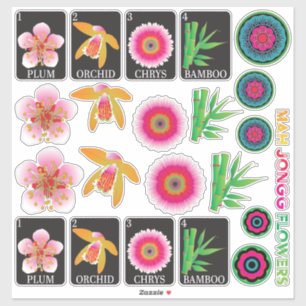 Mah Jongg 4 Bloemen Stickers