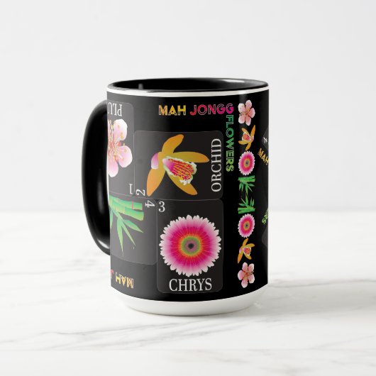 Mah Jongg 4 Fleurs Mug (Devant gauche)