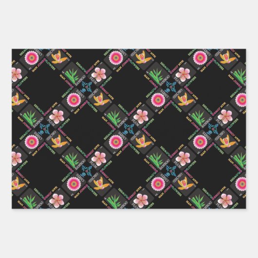 Mah Jongg 4 Fleurs papier d'enveloppement (Devant)