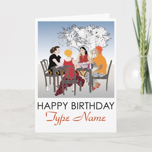 Mah Jongg Alfresco Verjaardag Kaart (Voorkant)