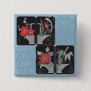 Mah Jongg Basket Brooch Vierkante Button 5,1 Cm