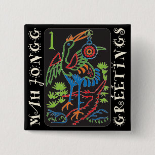 Mah Jongg Bird Groeten Button