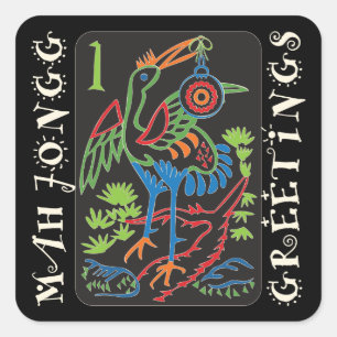 Mah Jongg Bird Groeten Stickers