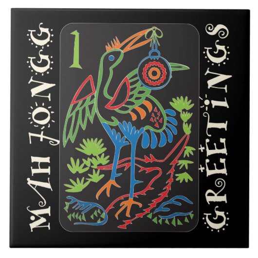 Mah Jongg Bird Groeten Tegel Tegeltje (Voorkant)